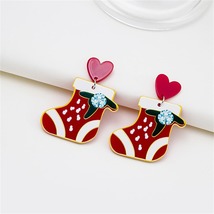 Red &amp; Cubic Zirconia Heart Boot Drop Earrings - £10.38 GBP