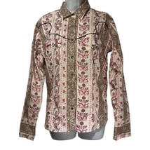 Panhandle Slim Floral Retro Western Pearl Snap Button Shirt Size L - £19.77 GBP