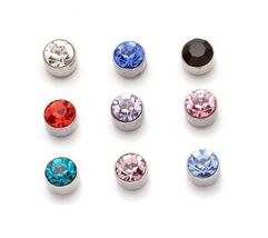 1 PAIR MAGNETIC DIAMANTE STUD 6mm EARRINGS ROUND Clear,Black,Red,Blue,Pink - €2,76 EUR+