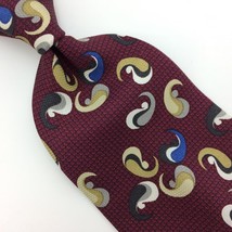 Jhane Barnes Made In Japan Tie Brown Tan Blue Modern Paisley Silk Necktie  #I22 - £31.64 GBP