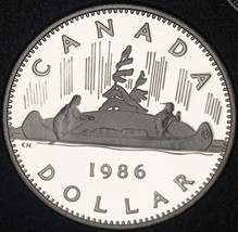 Canada Canoe Dollar, 1986 Cameo Proof~176,224 Minted~Free Shipping - £10.37 GBP
