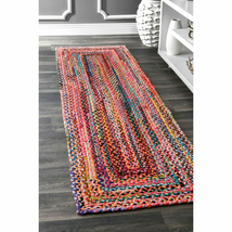 Multicolor Cotton chindi jute Rug Handmade Braided Home Decor Cotton Rug... - $149.17 CAD
