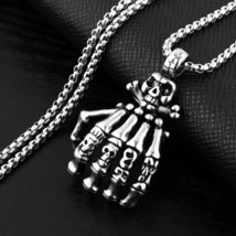 Men Unisex Gothic Skull Pendant Necklace Punk Jewelry Stainless Steel Chain 24" - £9.58 GBP