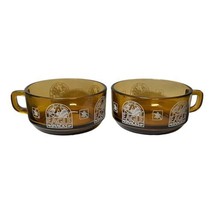 Eagle Snacks Amber Brown Glass Anheuser Busch Anchor Hocking Cup/Bowl set of 2 - £8.82 GBP