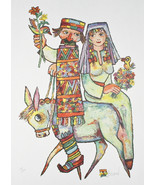 &quot;Couple on Donkey&quot; by Jovan Obican Signed Ltd Edition of 300 Lithograph ... - $5,784.53 MXN