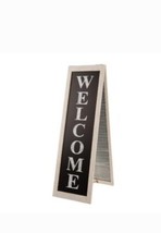 Glitzhome 36&#39;&#39; Double Sided Wooden Shutter WELCOME Porch Sign Iron Planter Stand - £39.68 GBP