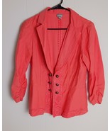 Vanity Blazer Jacket size M Melon Button Hook &amp; Eye Ruched Sleeve - $518.58 MXN