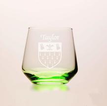 Taylor Irish Coat of Arms Green Tumbler Glasses - Set of 4 (Sand Etched) - $67.32
