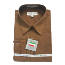 Daniel Ellissa Men&#39;s Brown Dress Shirt Convertible Cuffs Pocket Sizes 14... - £23.90 GBP