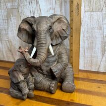 Mommy and Baby Elephant 9&quot; Sitting Statue Figurine Resin Home Decor Scul... - $49.99