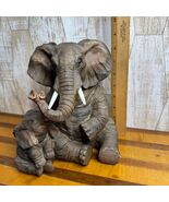 Mommy and Baby Elephant 9&quot; Sitting Statue Figurine Resin Home Decor Scul... - $49.99