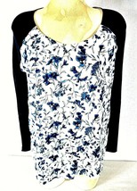 French Connection Women&#39;s Medium Long Sleeve Blue White Floral Top (E)pm - $7.62