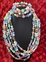 Easter Cotton Candy Color Beaded Faux Pearl Beaded Necklace And Bracelet... - £14.93 GBP