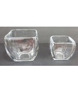 Vtg Heavy Clear Glass Square Vase Bowl 4 1/2&quot; x 4&quot; &amp; 3 1/2&quot; x 3&quot; Set Of 2 - $14.01