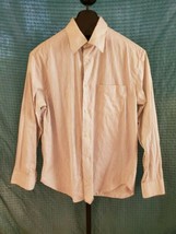Armani collezioni blue White Striped Button shirt Mens Size L Jacquard Chevrons - $24.74