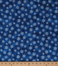 Cotton Winter Snowflakes Shimmer Frost Metallic Fabric Print by the Yard D507.44 - £10.24 GBP