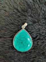 Turquoise agate Gemstone Pendant Silver Plated Large Jewelry P5 - £7.13 GBP
