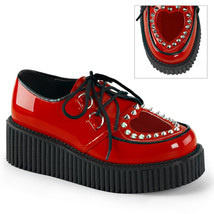 DEMONIA CREEPER-108 Red Women&#39;s 2&quot; Platform Creeper W/Heart Design Boot - £53.99 GBP