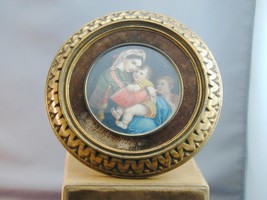 Antique Hand Painted On Celluloid Madonna Della Seggiola After Raphael S... - $395.00