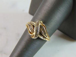 Womens Vintage Estate 10K Yellow Gold Diamond Cluster Ring 2.8g E720 - £213.62 GBP
