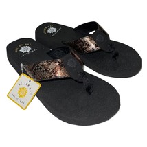 Yellow Box Flip Flops Bronze Faux Snake Embossed Mellow Mat Comfort Sandal Nador - £37.57 GBP