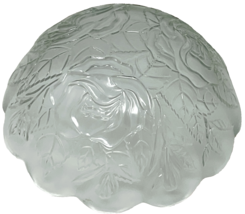 Vintage 9" Frosted Glass Floral Rose Embossed Bowl With Scalloped Edge Indonesia image 8