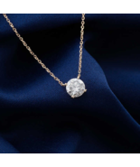Round Moissanite Diamond Pendant 925 Sterling Silver Necklace Gift For Her  - $377.09 CAD