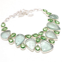 Green Fluorite Amethyst Gemstone Christmas Gift Necklace Jewelry 18&quot; SA 4865 - £17.73 GBP