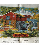1979 cloth linen tea towel wall hanging calendar the old mill scene - $26.99 CAD