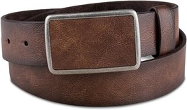 Sun + Stone Men&#39;s Bonded Leather Plaque Buckle Belt, Brown, SIZE XL 42-44 - £9.48 GBP