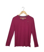 Nike Dri Fit Long Sleeve Round Neck Athletic Workout Berry Pink L - $33.83 CAD