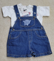 Vintage 90s Baby Guess 2 Piece Shirt and Overalls Set SZ 6M Unisex USA N... - £36.98 GBP