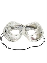 Silver White Lace Cat Eye Mask Masquerade Party Mardi Gras Halloween - £6.27 GBP