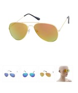 Kids Gold Frame Mirrored Sunglasses 52mm Youth Teen UV400 Reflective Shades - $241.37 MXN