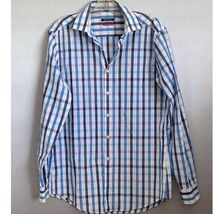 Van Heusen Men&#39;s Slim Fit Blue Plaid Flex Collar Dress Shirt 15.5 - $14.85