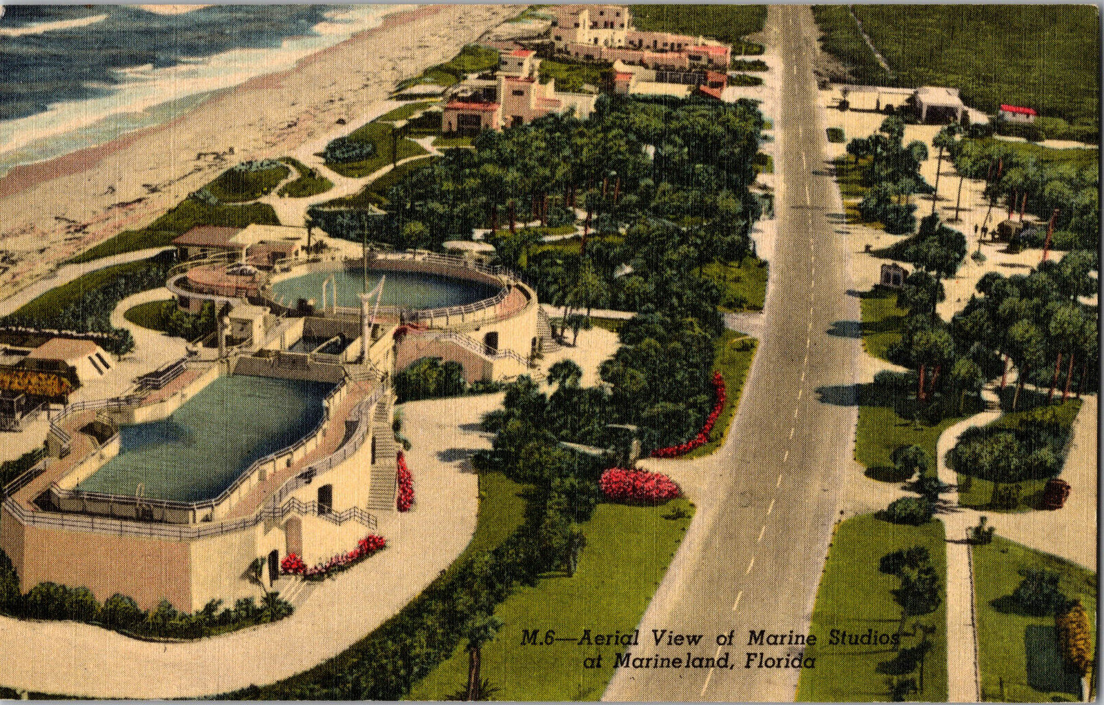 Primary image for Aerial View Marine Studios Marineland Florida Linen Postcard Vintage (A14)