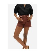 Everlane Women&#39;s rust Brown Cotton Twill High Rise Straight leg Shorts S... - $39.67 CAD