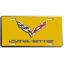 Corvette vanity art aluminum license plate car truck SUV tag yellow - $17.33