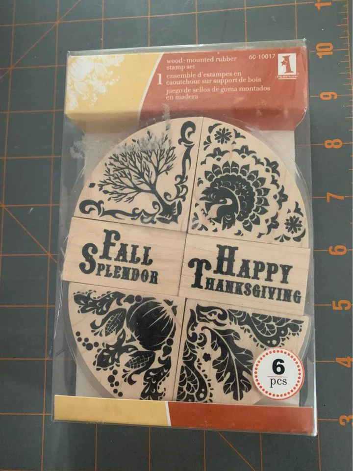 Inkadinkado Harvest oval wood rubber stamp set #1 - $8.87