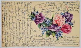 Handmade Hand Cut Die-cut Applique Pastel Flowers Randolph MA Postcard C24 - £6.30 GBP