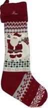 Pottery Barn Heirloom Knit Santa w/Pom Poms Christmas Stocking Monogrammed MOM - £19.39 GBP