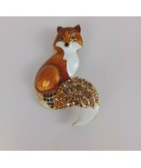 New Women&#39;s Jewelled Orange Fox 2&quot; x 1.5&quot; Fashion Brooch - $8.42