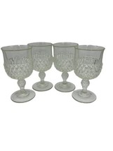 Indiana Glass Diamond Point Clear 12oz Water Wine Goblets 6.5&quot; Set of 4 ... - £21.22 GBP