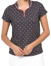NWT Ladies BELYN KEY Black Bandana Print Sabrina Cap Sleeve Golf Shirt S &amp; M - £35.96 GBP