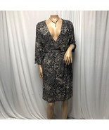 Athleta Dress Womens Size Large Floral Wrap Dress Deep V Neck Black Beig... - $24.49