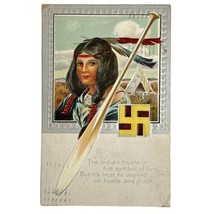 Good Luck Swastika American Indian Scene Embossed Postcard 1911 Ft Madis... - £51.99 GBP