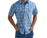 Wrangler Pearl Snap Men&#39;s Short Sleeve Western Shirt Medium Blue Pockets - £15.02 GBP