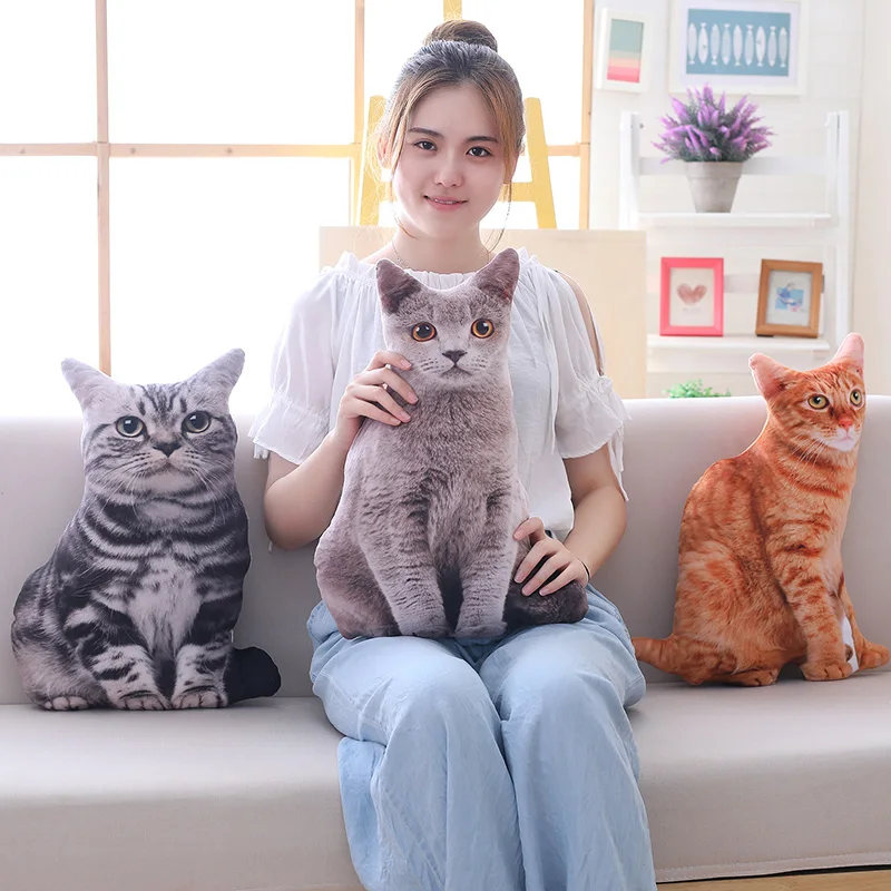 1pcs Simulation Cat Plush Pillow Soft Stuffed Animals Plushy Sofa Cushion Kitten - £18.36 GBP