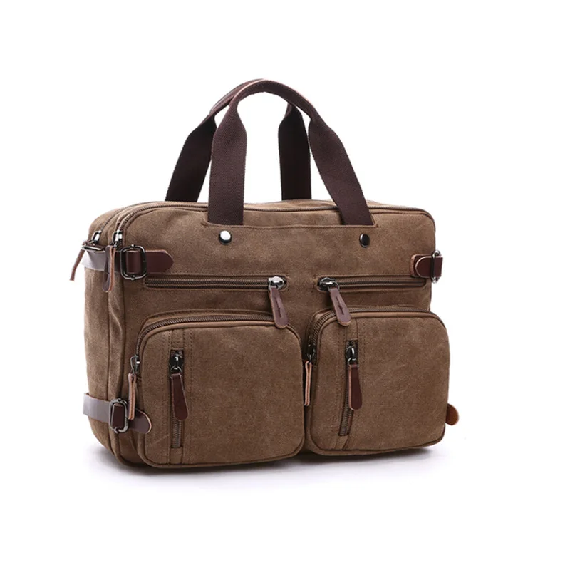 Canvas Bags Leather Briefcase Large Travel Suitcase Messenger Shoulder Bag Tote  - £47.54 GBP