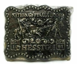 Hesston National Finals Rodeo Mini Belt Buckle Anniversary Vintage 1987 - £14.07 GBP